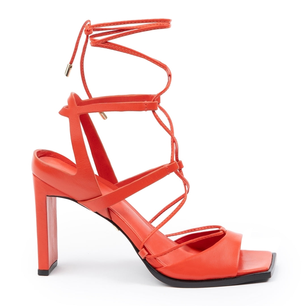 Elegant Orange Strappy Heeled Sandals